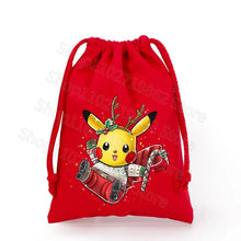 Lade das Bild in den Galerie-Viewer, Weihnachtliche Pokemon Pikachu Tassche mit Kordel für Nikolaus, Weihnachten Geschenke etc.