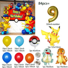 Lade das Bild in den Galerie-Viewer, Geburtstages Deko Set mit Pokemon Ballons und Jahreszahl (84 Teile)