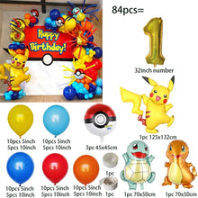 Lade das Bild in den Galerie-Viewer, Geburtstages Deko Set mit Pokemon Ballons und Jahreszahl (84 Teile)