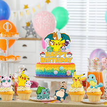 Lade das Bild in den Galerie-Viewer, Pokemon Pikachu Happy Birthday Kuchen Deko Set mit 25 Teilen Geburtstag Kindergeburtstag