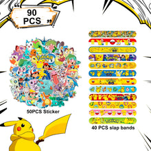 Lade das Bild in den Galerie-Viewer, Pokemon Party Set - 50x Aufkleber und 40x Armbänder für Geburtstag, Feier, Deko, Kinder Spielzeug