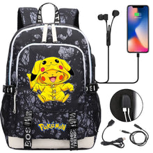 Lade das Bild in den Galerie-Viewer, Pikachu Pokemon Rucksack mit USB - ideal für Laptops und für die Schule kaufen