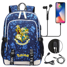 Lade das Bild in den Galerie-Viewer, Pikachu Pokemon Rucksack mit USB - ideal für Laptops und für die Schule kaufen