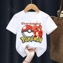 Lade das Bild in den Galerie-Viewer, Weiße Sommer T-Shirts mit Pokemon für Kids