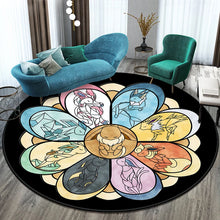 Lade das Bild in den Galerie-Viewer, Runder Pokemon Teppich in vielen Motiven Evoli, Aquana, Pokeball etc.