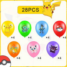 Lade das Bild in den Galerie-Viewer, 28 bunte Pokemon Luftballons für Geburtstag, Feier, Deko, Kindergeburtstag