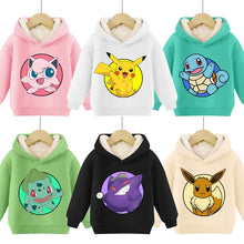 Lade das Bild in den Galerie-Viewer, Warme gefütterte Kinder Pullies Hoodies mit Pokemon Motiven