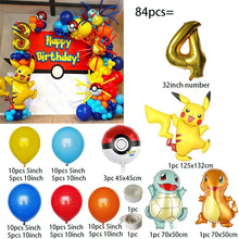 Lade das Bild in den Galerie-Viewer, Geburtstages Deko Set mit Pokemon Ballons und Jahreszahl (84 Teile)
