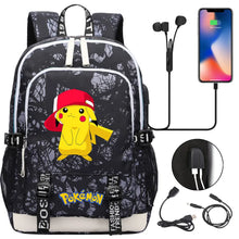 Lade das Bild in den Galerie-Viewer, Pikachu Pokemon Rucksack mit USB - ideal für Laptops und für die Schule kaufen