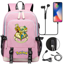 Lade das Bild in den Galerie-Viewer, Pikachu Pokemon Rucksack mit USB - ideal für Laptops und für die Schule kaufen