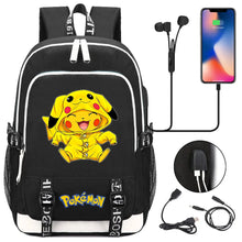 Lade das Bild in den Galerie-Viewer, Pikachu Pokemon Rucksack mit USB - ideal für Laptops und für die Schule kaufen