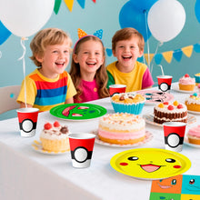 Lade das Bild in den Galerie-Viewer, Pokemon Feier Kindergeburtstag Becher, Teller und Tuch Set (120 Stk.)