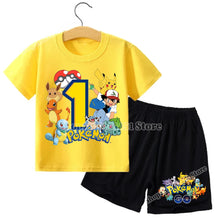 Lade das Bild in den Galerie-Viewer, Pokemon T-Shirt (mit Alter) und kurze Hose im Set