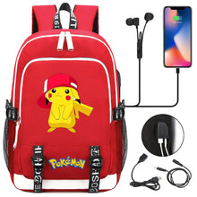Lade das Bild in den Galerie-Viewer, Pikachu Pokemon Rucksack mit USB - ideal für Laptops und für die Schule kaufen