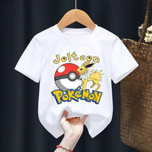 Lade das Bild in den Galerie-Viewer, Weiße Sommer T-Shirts mit Pokemon für Kids