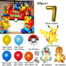 Lade das Bild in den Galerie-Viewer, Geburtstages Deko Set mit Pokemon Ballons und Jahreszahl (84 Teile)
