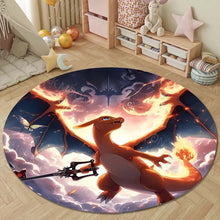 Lade das Bild in den Galerie-Viewer, Runder Glurak Teppich – Feuer & Stil für dein Zuhause