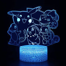 Lade das Bild in den Galerie-Viewer, Nachtlicht mit Pokemon Starter Motiv, Farbwechsel und 3D Effekt kaufen