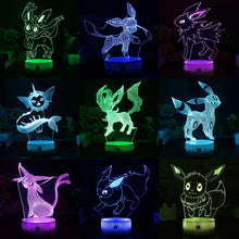 Lade das Bild in den Galerie-Viewer, Eevee / Evoli 3D LED Lampe (9 Motive) Nachtlicht, Tischlampe kaufen