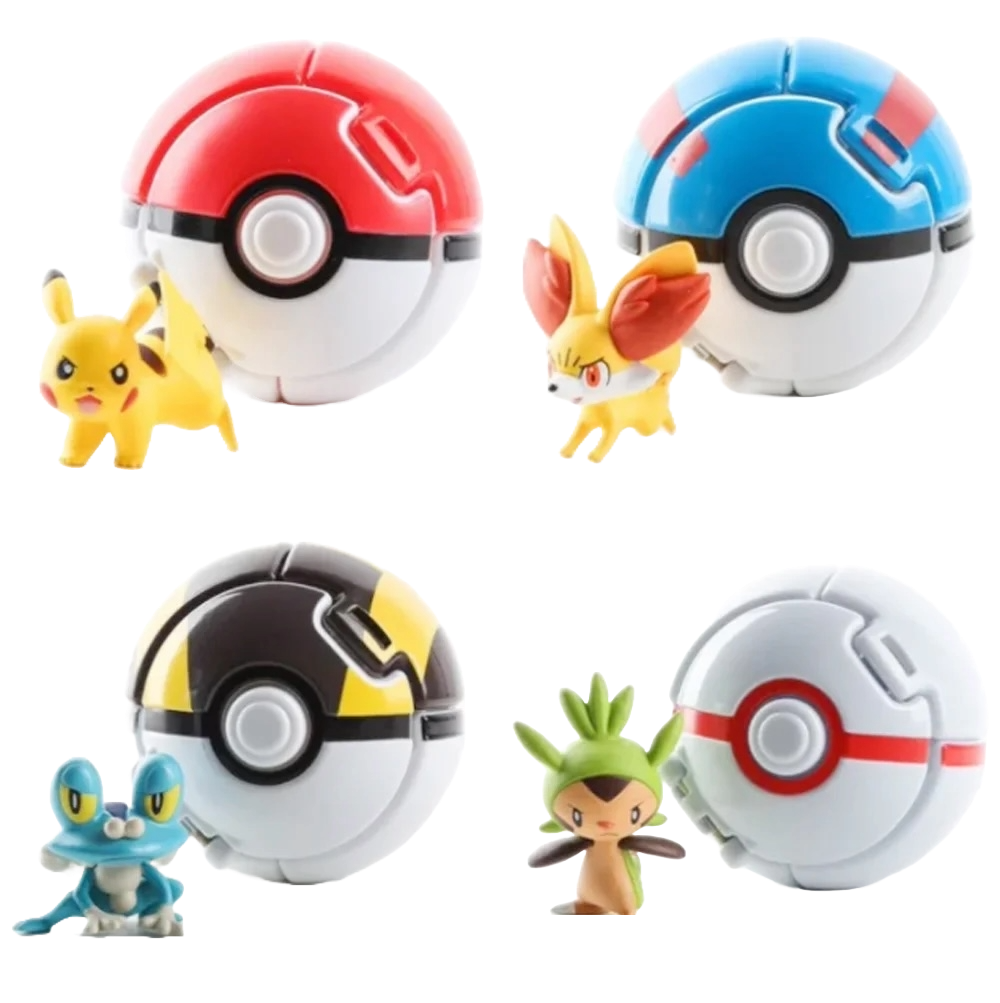 20 Stk. Große (ca. 7cm) Pop n throw Pokebälle mit Figuren Spielzeug