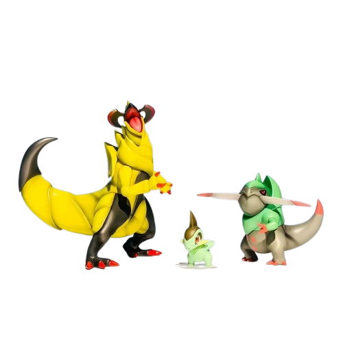 Pokemon Figuren Set mit Milza Axew, Sharfax Fraxure und Maxax Haxorus (ca. 2-11cm)