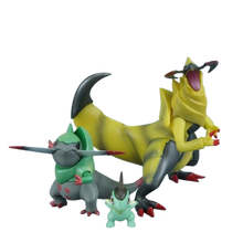 Lade das Bild in den Galerie-Viewer, Pokemon Figuren Set mit Milza Axew, Sharfax Fraxure und Maxax Haxorus (ca. 2-11cm)
