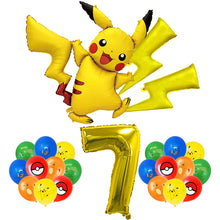 Lade das Bild in den Galerie-Viewer, Pikachu Geburtstags Ballon Set mit Jahreszahl und großen Pikachu Ballon
