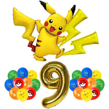 Lade das Bild in den Galerie-Viewer, Pikachu Geburtstags Ballon Set mit Jahreszahl und großen Pikachu Ballon
