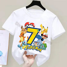 Lade das Bild in den Galerie-Viewer, Niedliches Pokemon Kinder T-Shirt mit Alter Jahreszahl für Feier, Kindergeburtstag etc.
