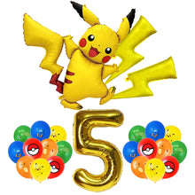 Lade das Bild in den Galerie-Viewer, Pikachu Geburtstags Ballon Set mit Jahreszahl und großen Pikachu Ballon
