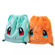 Load the image into the gallery viewer, plush bag with cord in Pokemon motifs
