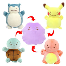 Load the image into the gallery viewer, Transform Ditto Plush Pokemon transforms into Snorlax, Pikachu, Squirtle etc.