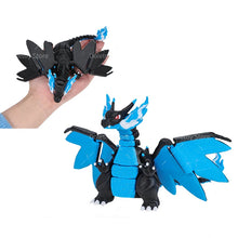 Lade das Bild in den Galerie-Viewer, Mega Glurak Charizard X Y Figur mit bewegbaren Flügeln etc.

