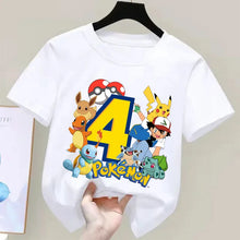 Lade das Bild in den Galerie-Viewer, Niedliches Pokemon Kinder T-Shirt mit Alter Jahreszahl für Feier, Kindergeburtstag etc.
