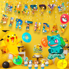 Lade das Bild in den Galerie-Viewer, Pokemon Kindergeburtstag Deko Set mit Banner, Ballons, Kuchen Topper
