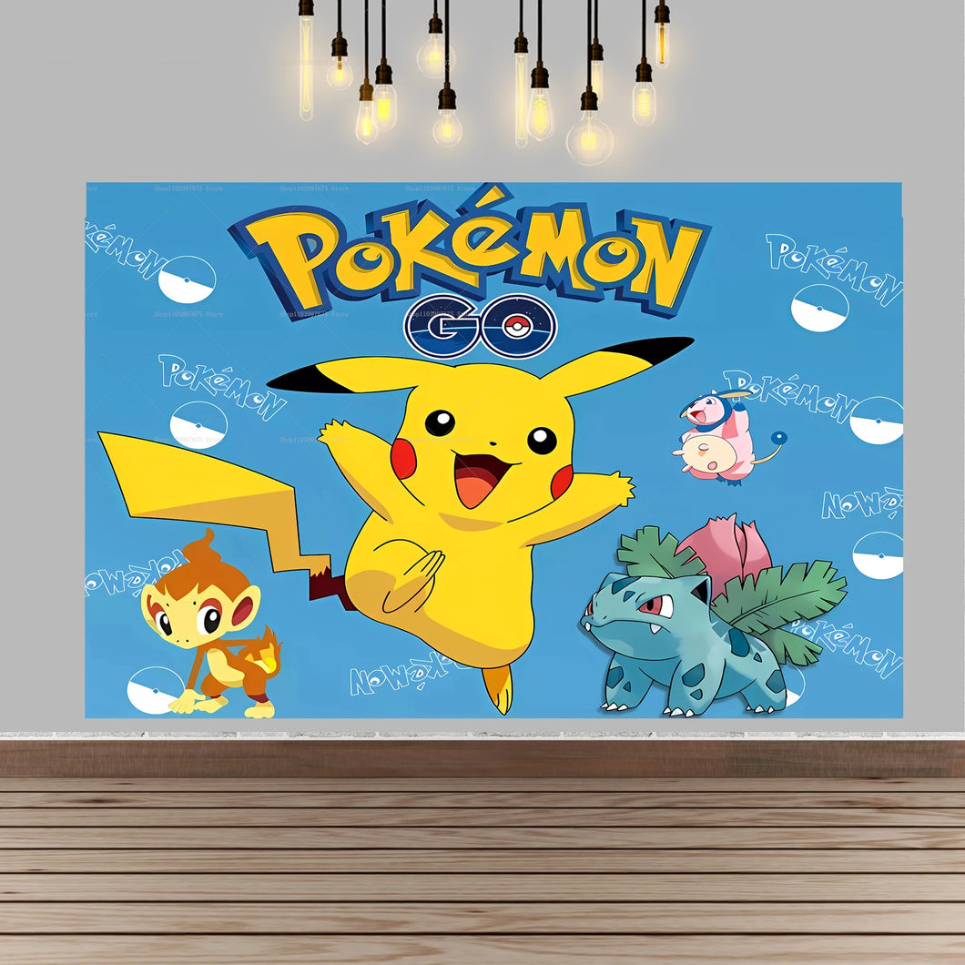 Pikachu Kindergeburtstag Poster Hintergrund Banner für Geburtstag, Feier etc.