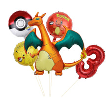 Cargue la imagen en el visor de la galería: Set de globos de cumpleaños de Charizard con año y edad