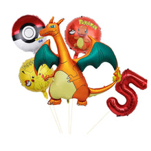 Cargue la imagen en el visor de la galería: Set de globos de cumpleaños de Charizard con año y edad
