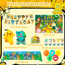 Lade das Bild in den Galerie-Viewer, Pokemon Kindergeburtstag Deko Set mit Banner, Ballons, Kuchen Topper
