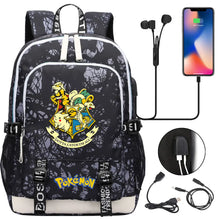 Lade das Bild in den Galerie-Viewer, Pikachu Pokemon Rucksack mit USB - ideal für Laptops und für die Schule kaufen