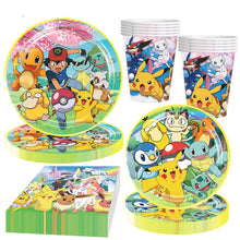 Lade das Bild in den Galerie-Viewer, Pokemon Feier Party Set mit 51 Teilen - Teller, Becher, Servietten, Tischdecke
