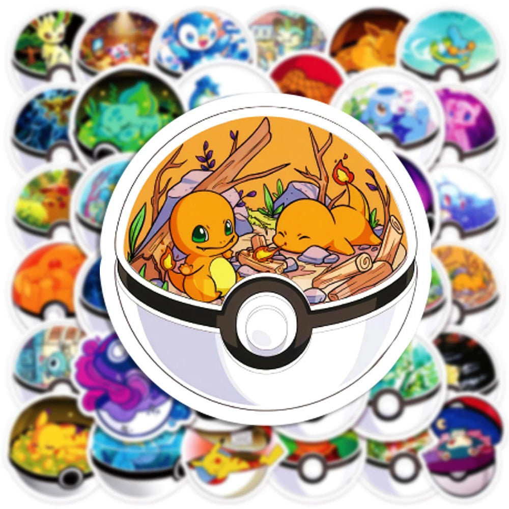 Pokeball Aufkleber Sticker (10/30/50 Stk.)