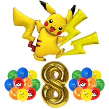Lade das Bild in den Galerie-Viewer, Pikachu Geburtstags Ballon Set mit Jahreszahl und großen Pikachu Ballon
