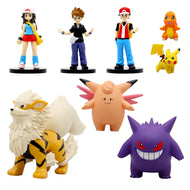 8 figurines Pokémon dans un ensemble - Ash, Gengar, Pikachu, Arkani et autres