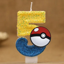 Cargue la imagen en el visor de la galería, vela de cumpleaños de Pokeball con número para pastel, tarta, cumpleaños, etc.