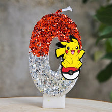 Carga la imagen en el visor de galería, Velas de Pikachu de Pokémon con purpurina para cumpleaños con año en diferentes colores