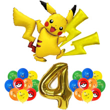 Lade das Bild in den Galerie-Viewer, Pikachu Geburtstags Ballon Set mit Jahreszahl und großen Pikachu Ballon

