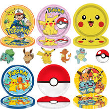 Load the image into the gallery viewer, Pokemon children's birthday decorations - plates, cups, banners, tablecloths, etc.