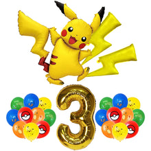 Lade das Bild in den Galerie-Viewer, Pikachu Geburtstags Ballon Set mit Jahreszahl und großen Pikachu Ballon
