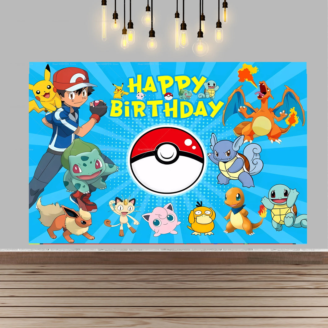 Pokemon Pikachu Kindergeburtstag große Poster Banner Hintergrund Deko